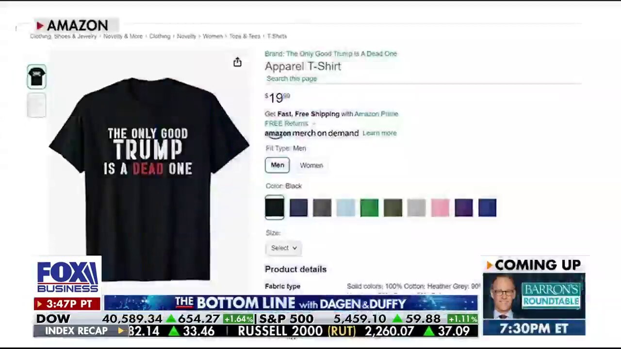 Amazon caught selling clothing wishing the death of Trump