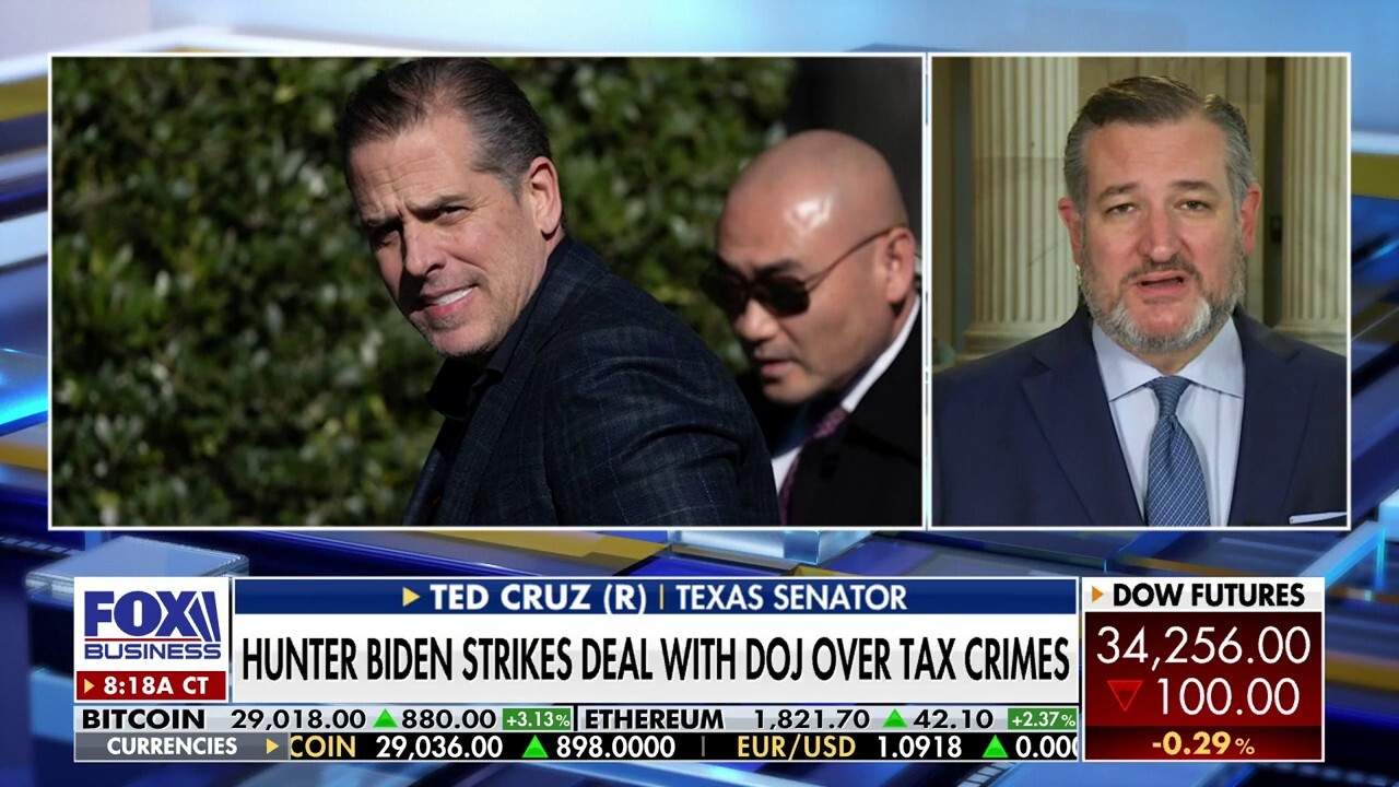 Sen. Ted Cruz, R-Texas, discusses Hunter Bidens plea deal over tax crimes on Varney & Co.