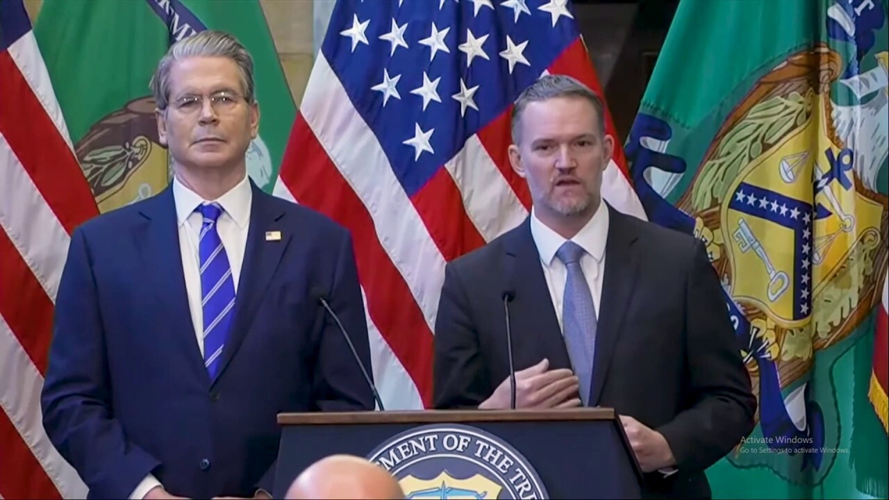 Both Treasury Secretary Scott Bessent and U.S. Trade Representative Jamieson Greer slammed China on Wednesday, Oct. 15, 2025, for what they call the "Chinese chokehold." (Credit: Treasury Department)
