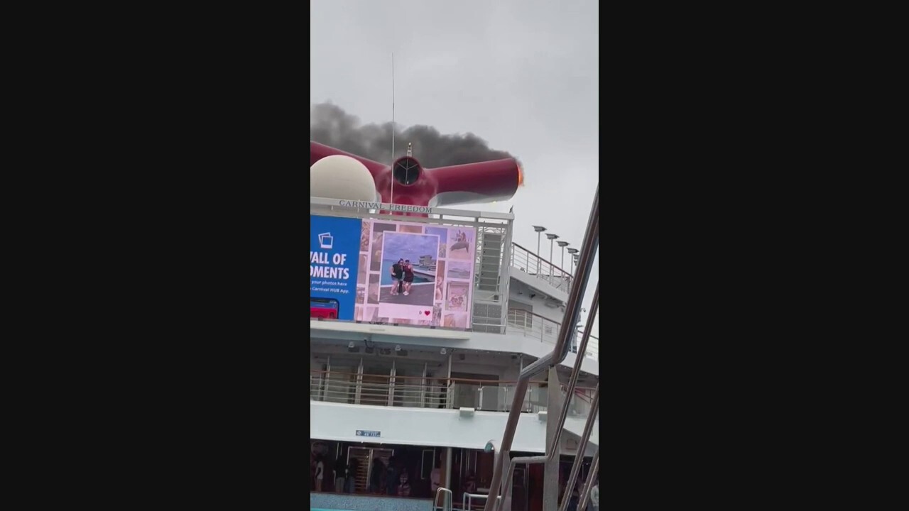 A fire broke out aboard the Carnival Freedom cruise ship about 20 miles away from Eleuthera Island, Bahamas, on March 23, the cruise line announced. Courtesy: @breezebreeze via Storyful.