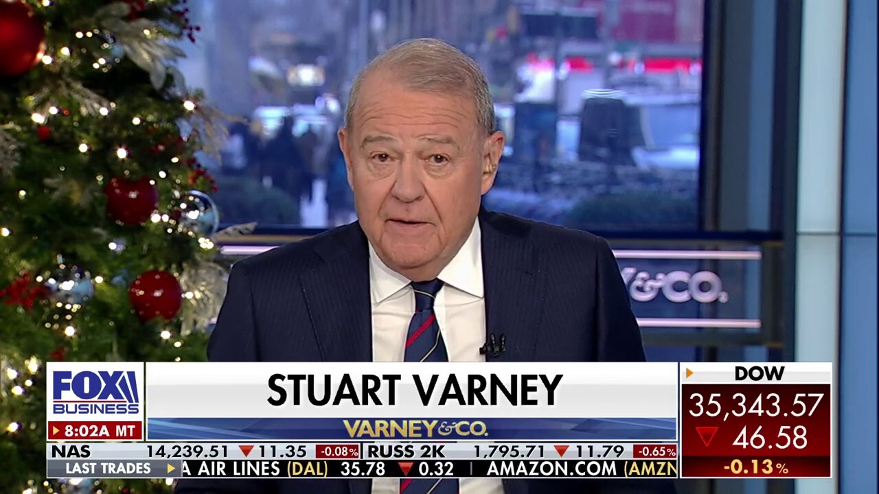 Varney & Co. host Stuart Varney reacts to Donald Trumps appearance at the Clemson-South Carolina college football game. 