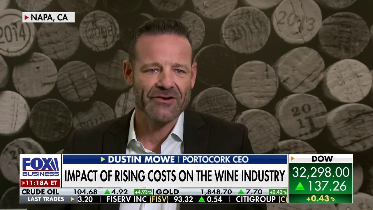 Portocork CEO Dustin Mowe discusses rising shipping and supply costs impacting wine country with FOX Business’ Kelly O’Grady.