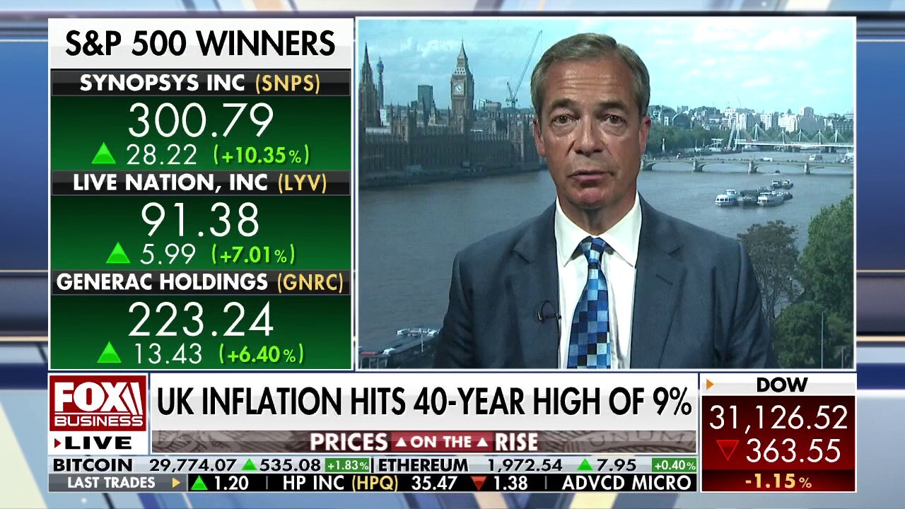 UK inflation hits 'insidious' 40-year high at 9%: Farage
