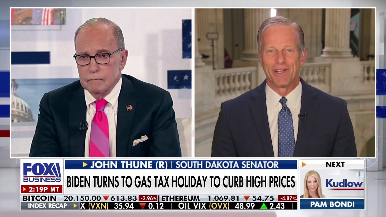Sen. John Thune addresses rising gas prices and a possible Build Back Better bill revival on 'Kudlow."