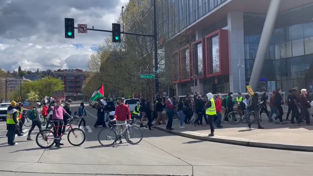 Seattle Google employees protested against the company's contract with the Israeli military on Tuesday, April 16.