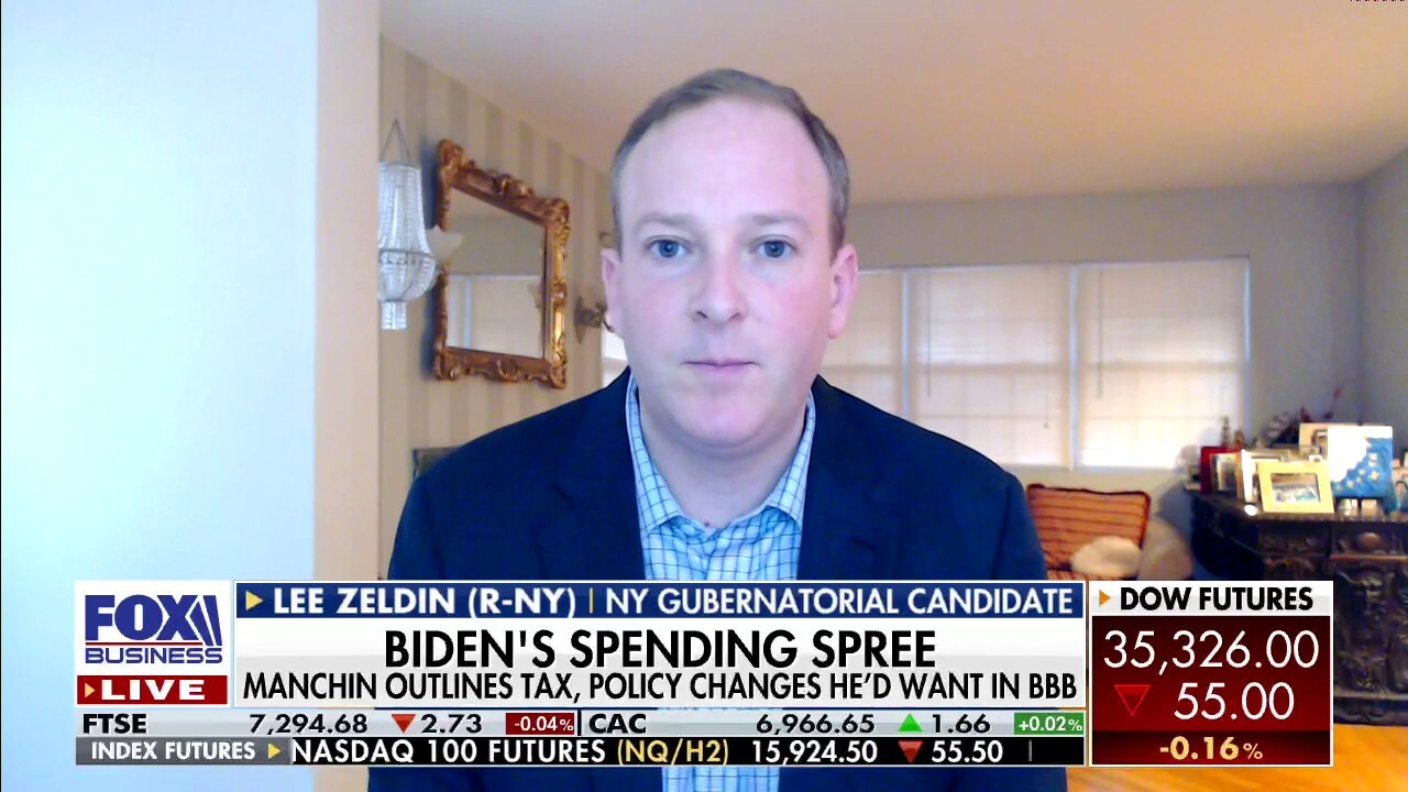 Rep. Lee Zeldin, R-N.Y., on Sen. Joe Manchin outlining some major changes to Biden's massive spending bill. 