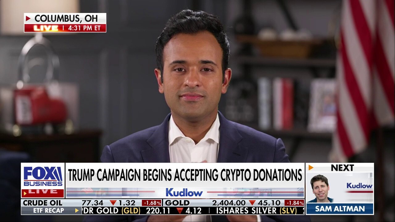 Trump campaign surrogate Vivek Ramaswamy joined Kudlow to discuss former President Trump‘s presidential campaign announcing it would begin accepting donations in cryptocurrency and President Bidens Morehouse College speech.