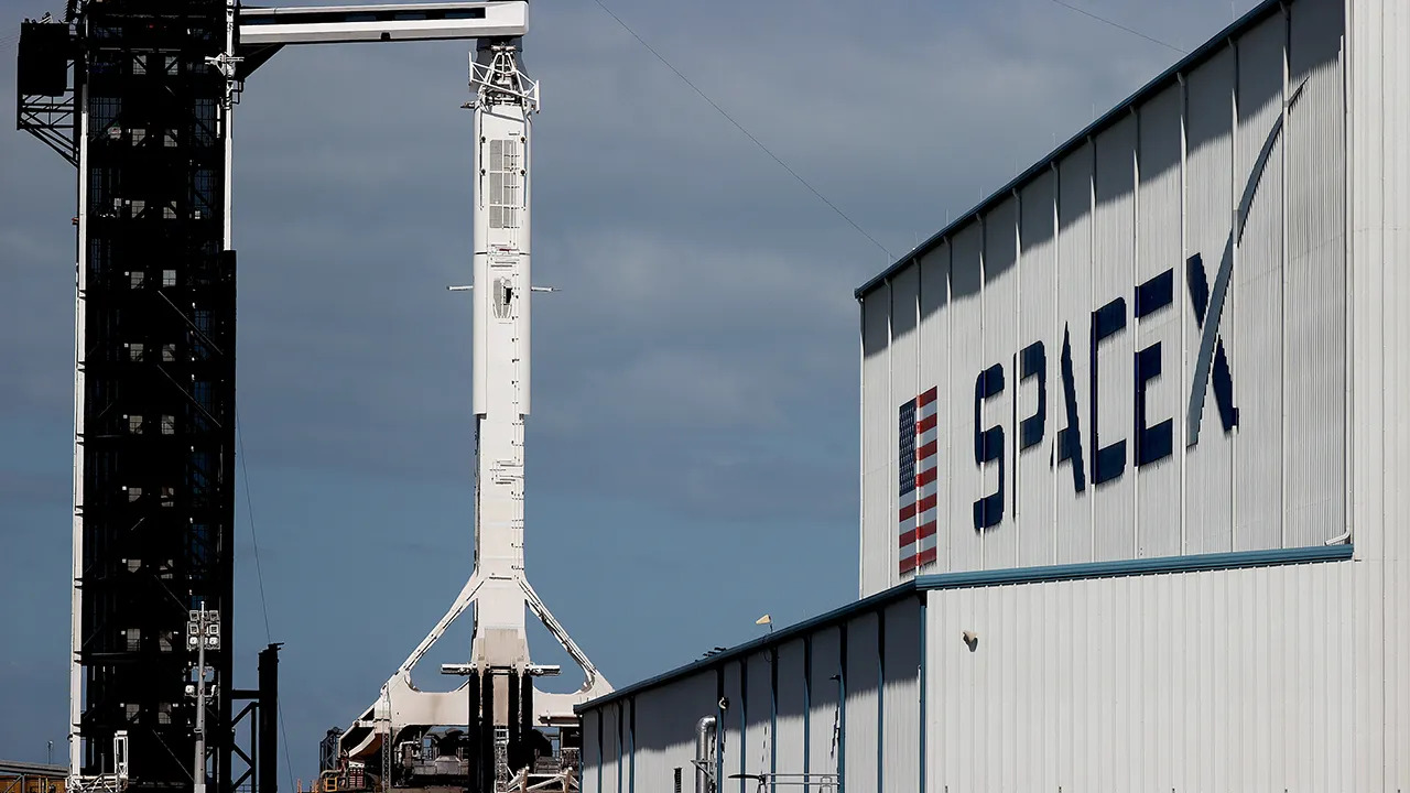 Elon Musks aerospace giant launches its Falcon 9 rocket into low-Earth-orbit.