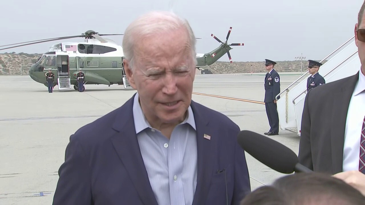 President Biden answered questions from reporters Saturday before he departed Los Angeles.
