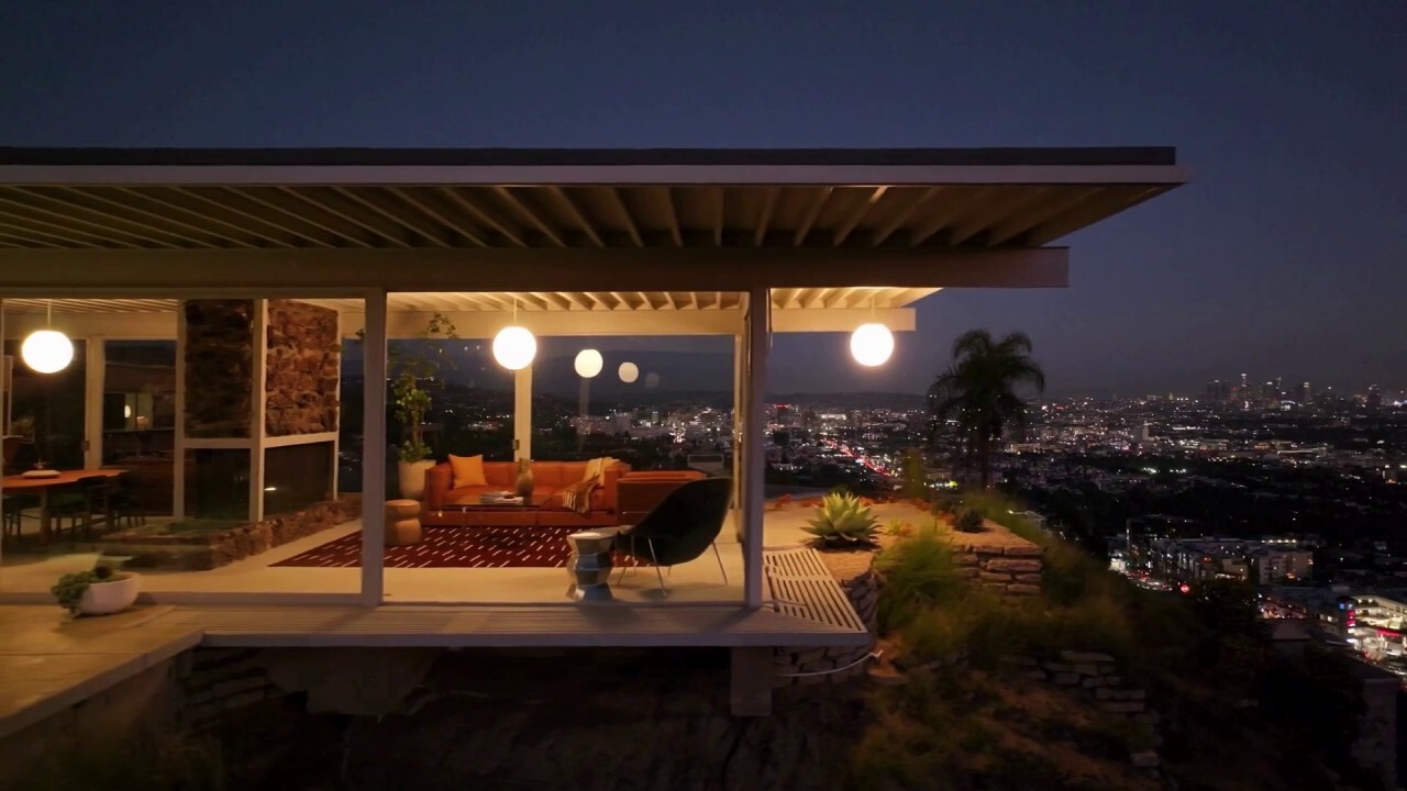 The iconic house, which offers sweeping views of Los Angeles, is on the market after more than six decades in the Stahl family. (Credit: William Baker via The Agency)