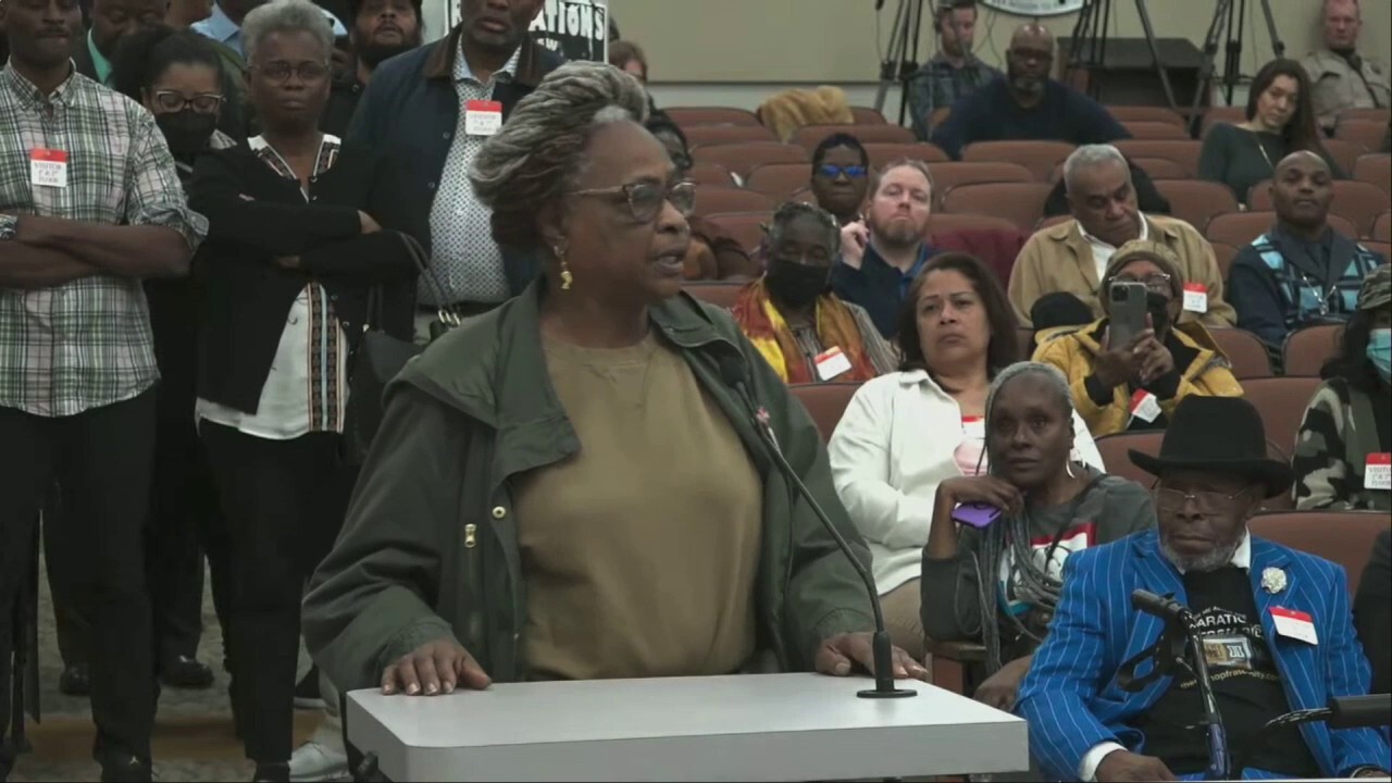 A woman in California spoke Saturday at a reparations task force meeting. (California Department of Justice).
