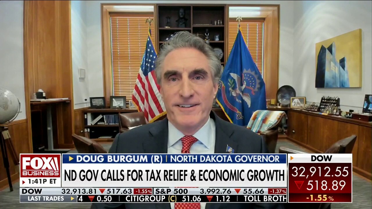 North Dakota Republican Gov. Doug Burgum discusses his goal of a 1.5% flat tax, plus a measure to end income tax altogether by 2028 on 'The Big Money Show.'
