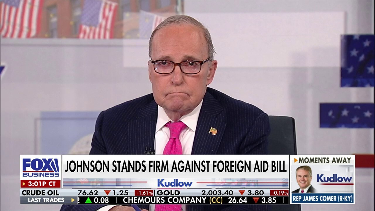 FOX Business’ Larry Kudlow praises Speaker Mike Johnson for his position on the Senate’s foreign aid bill on ‘Kudlow.’