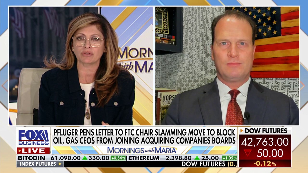 Rep. August Pfluger, R-Texas, discusses the FTC's move to block oil and gas CEOs from joining boards, a report that a Tren De Aragua member was accused of recruiting middle school students, and the use of FEMA funds for illegal immigrants.