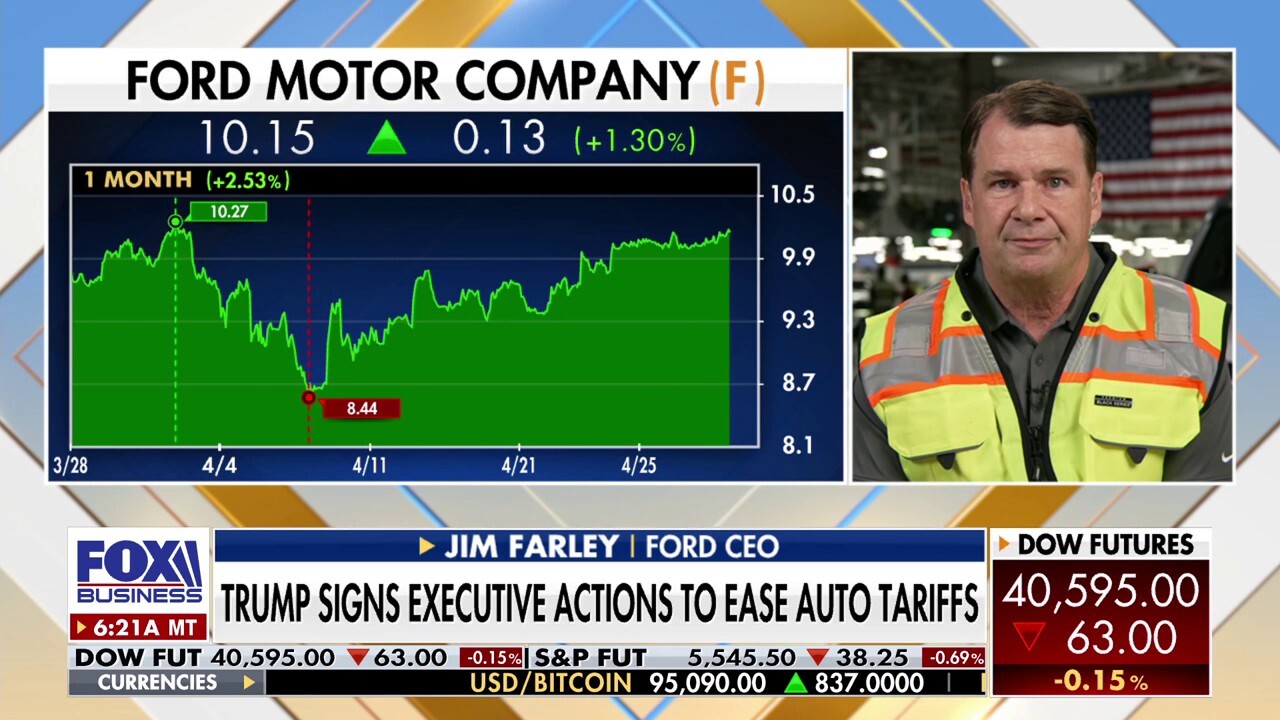Ford CEO Jim Farley on his company's commitment to American manufacturing, reaction to President Donald Trump's auto tariff relief and Ford's Louisville, Kentucky plant setting an example of Trump's vision for the US auto industry.