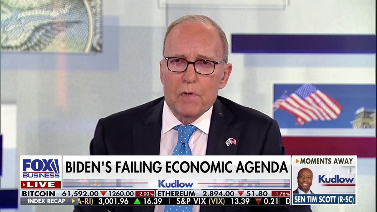 FOX Business host Larry Kudlow calls out President Biden's polices for emboldening America's adversaries and putting the country in debt on 'Kudlow.'