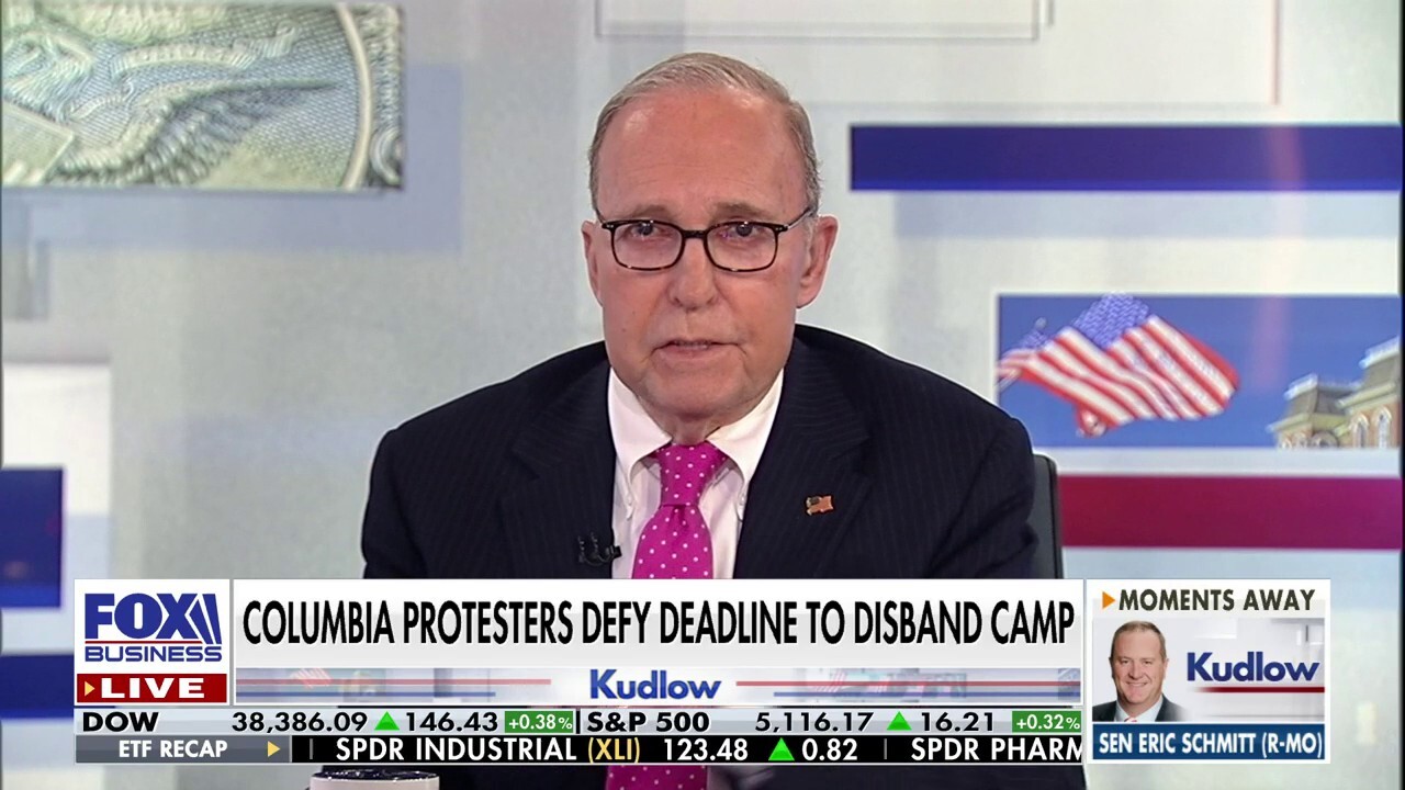  FOX Business host Larry Kudlow reacts to the student encampment on campus on 'Kudlow.'