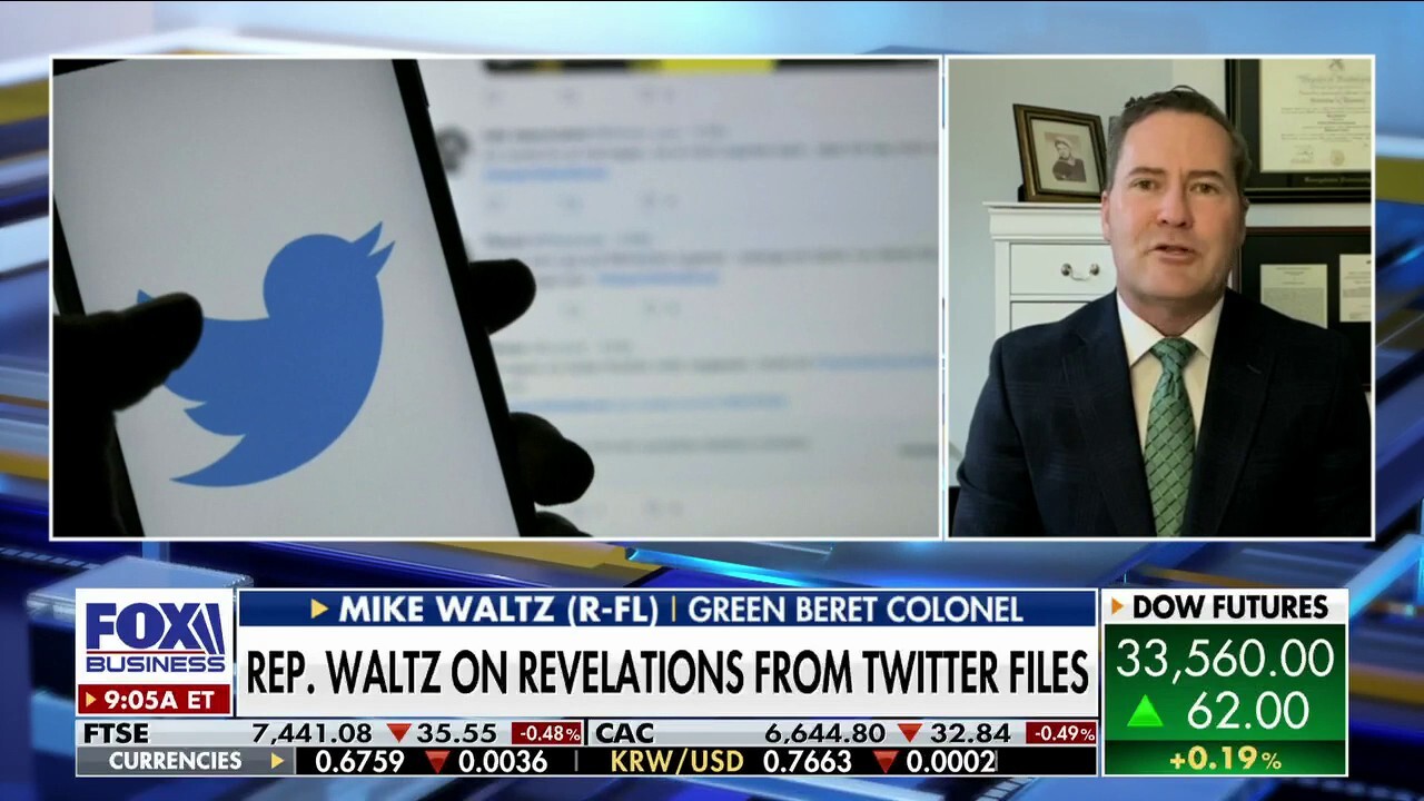 Florida Republican Rep. Mike Waltz reacts to Twitter meetings with the FBI, DHS and DNI, telling 'Varney & Co.' it's amazing what took place to 'squash free speech' in America.