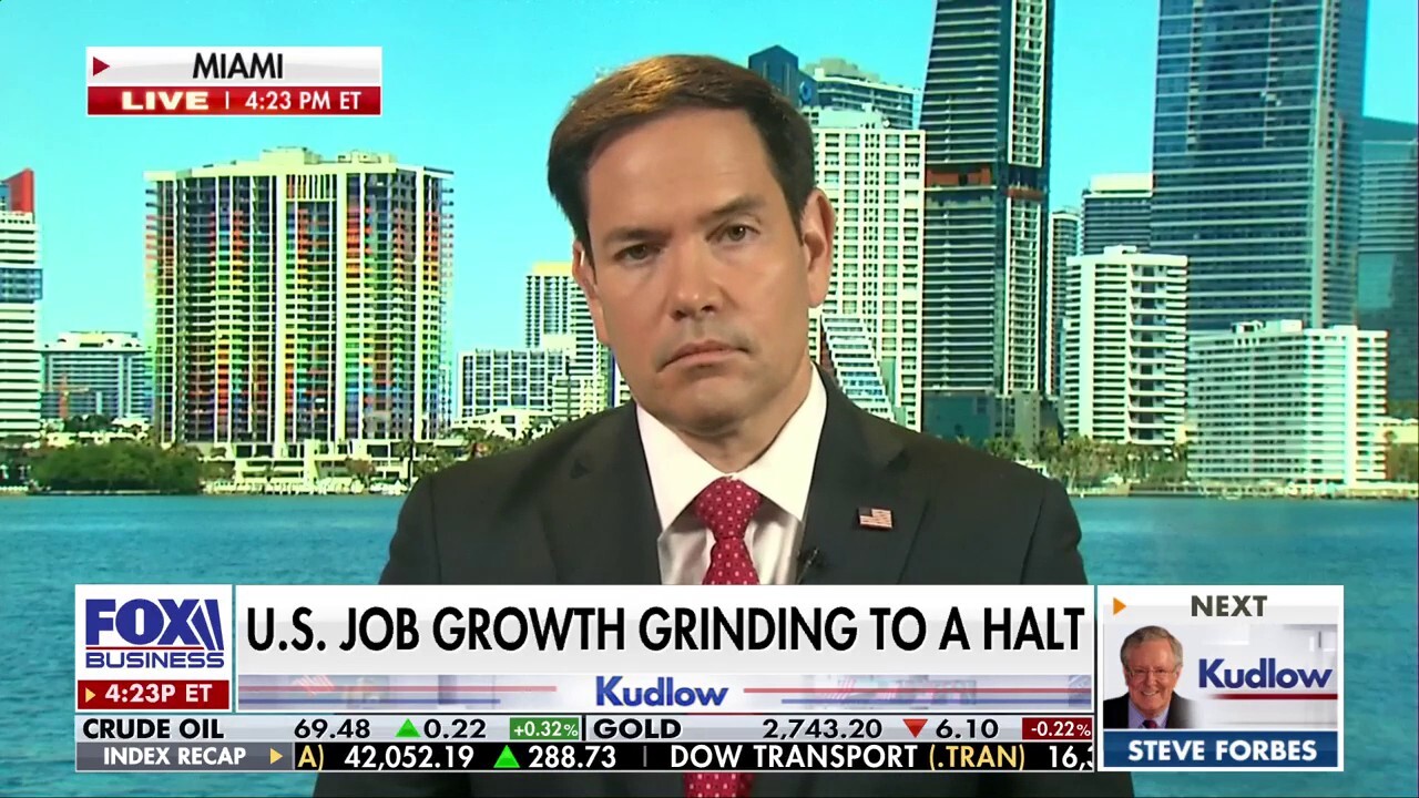 Sen. Marco Rubio, R-Fla., examines the latest jobs report and discusses Vice President Harris’ campaign strategy on ‘Kudlow.’