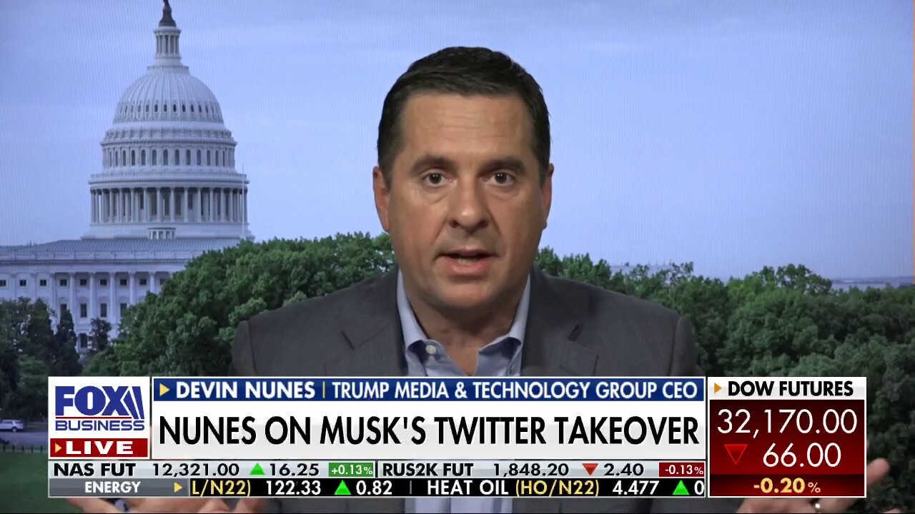 Trump Media & Technology Group CEO Devin Nunes predicts the number of fake Twitter accounts is closer to 95%.