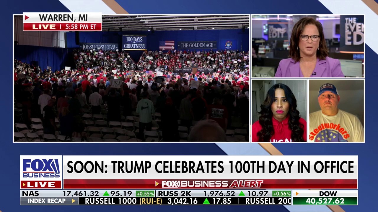 Chicago resident Danielle Carter Walters and Pennsylvania steelworker Brian Pavlack share their thoughts on President Donald Trump's tariff policies and investments during his first 100 days on 'The Evening Edit.'
