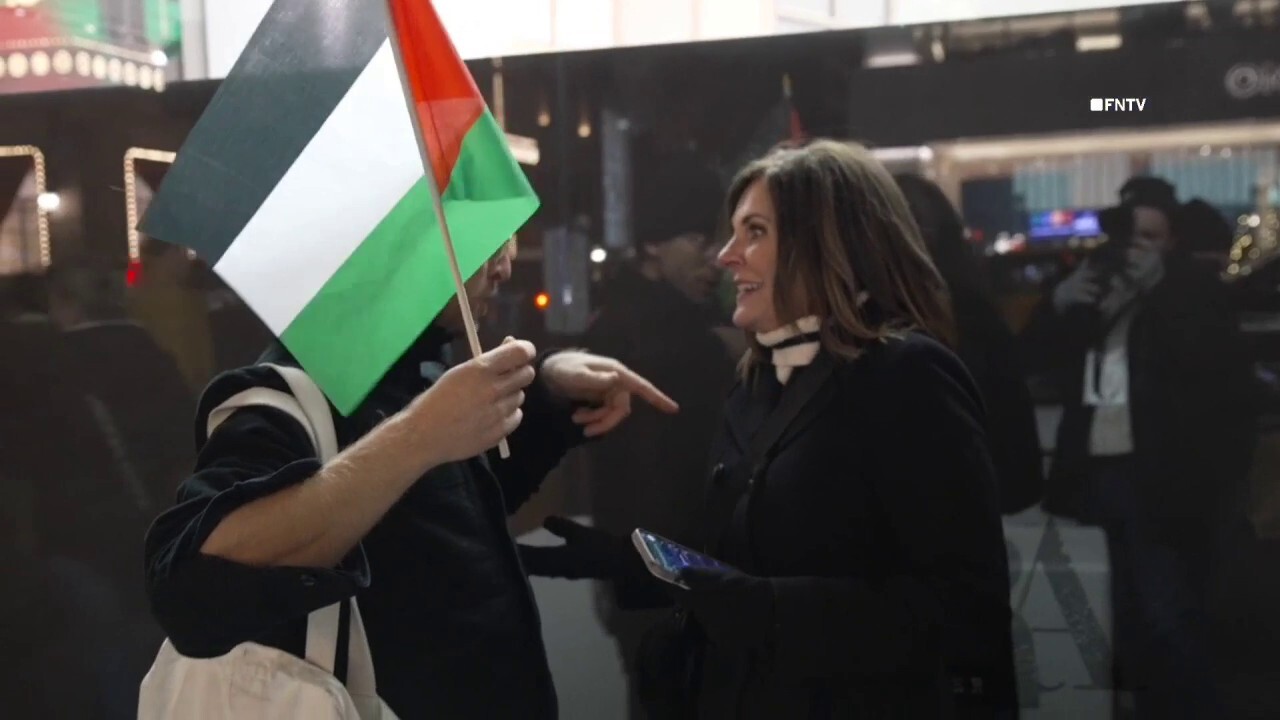 Pro-Palestinian protesters demonstrate outside Zara in New York City