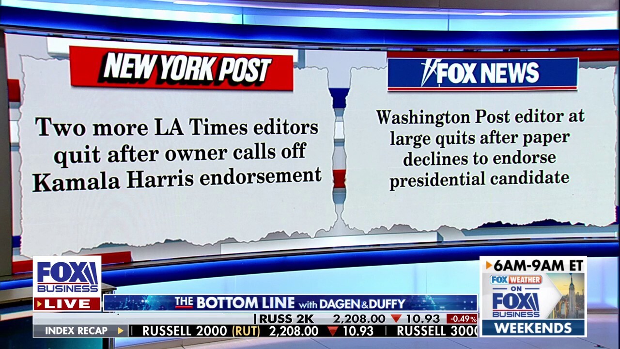 Media Research Center's Tim Graham says major outlets declining to endorse Kamala Harris doesn't signal a momentum shift on The Bottom Line. 