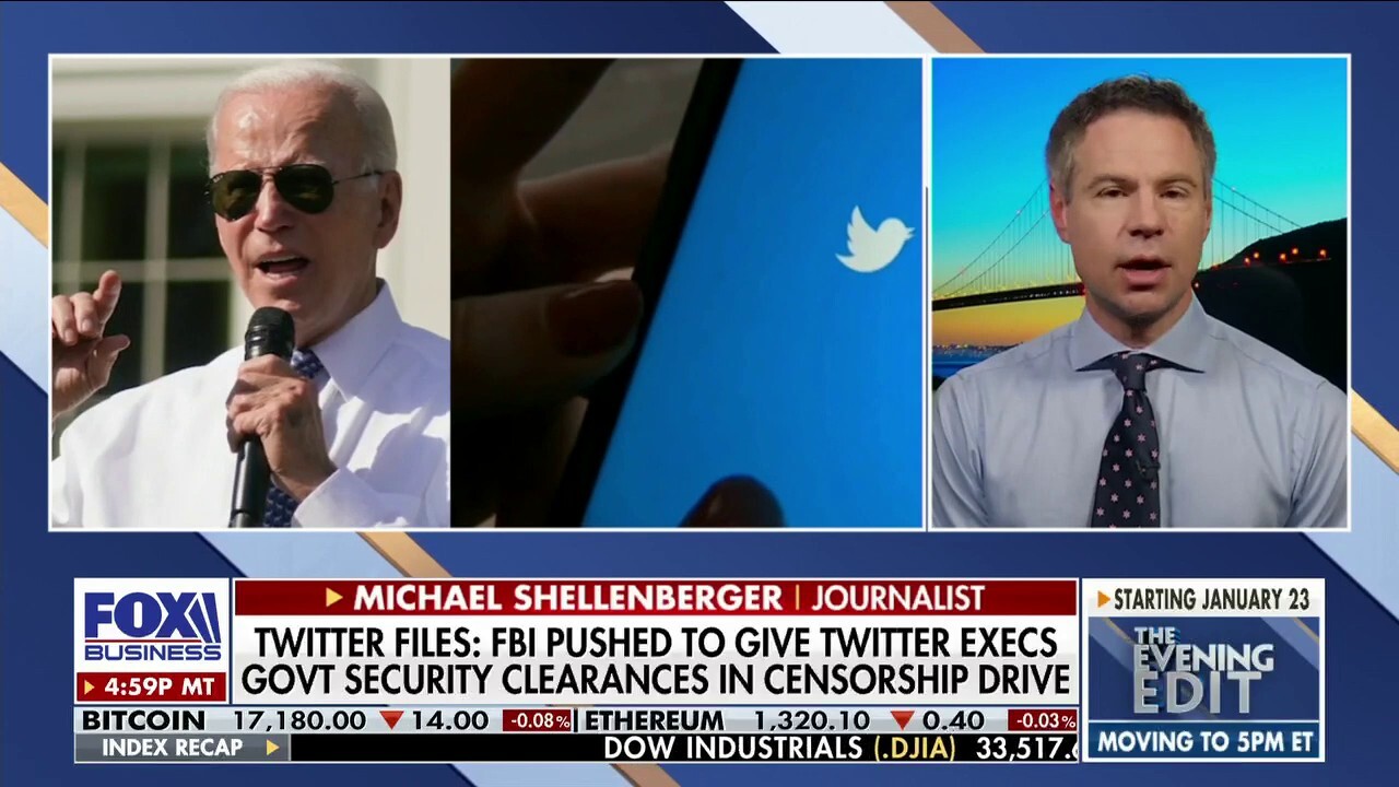 Independent journalist Michael Shellenberger examines the relationship between Twitter and the alleged politicization of the F.B.I. on 'The Evening Edit.'