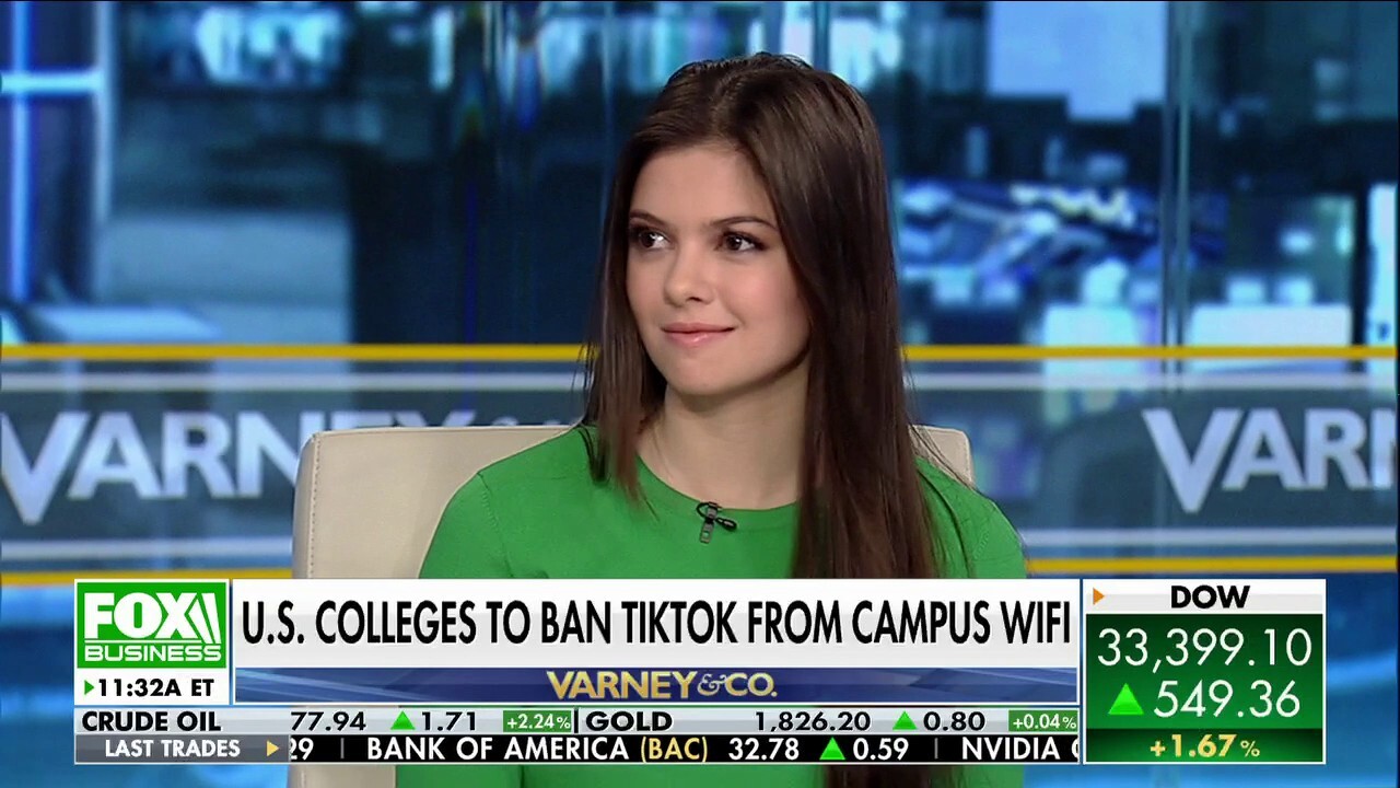 The Federalist staff writer Evita Duffy reacts to some U.S. colleges banning TikTok from campus Wi-Fi on 'Varney & Co.'