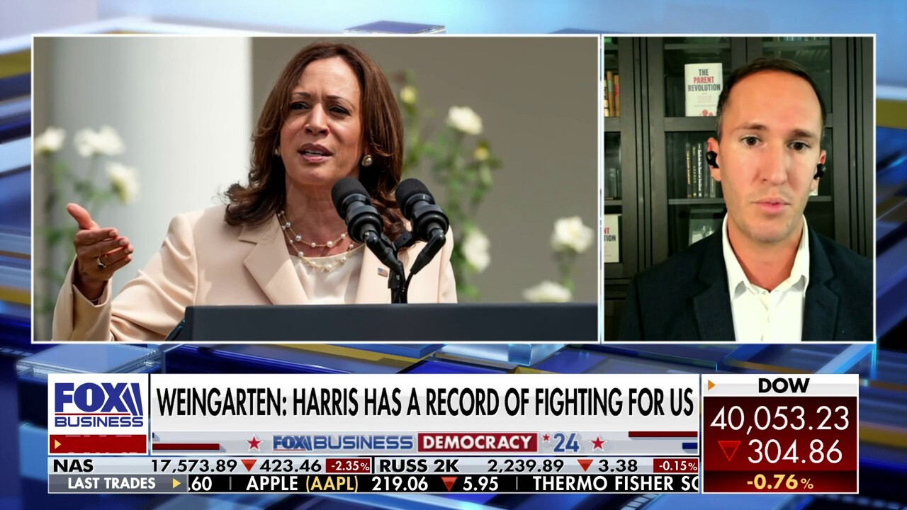 American Federation for Children senior fellow Corey DeAngelis reacts to the American Federation of Teachers President Randi Weingarten's warning if Trump is elected and Kamala Harris' position on school choice.