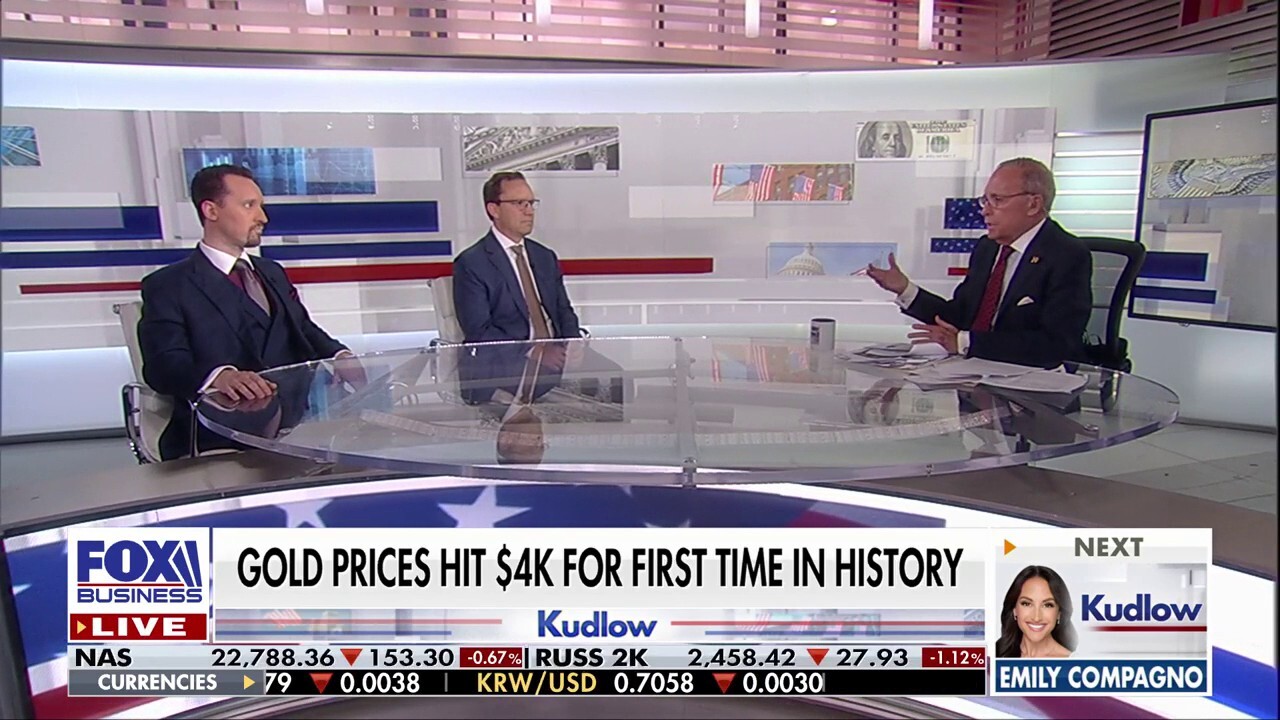 Economists E.J. Antoni and Marc Sumerlin discuss gold prices hitting $4,000 while the dollar weakens on ‘Kudlow.’