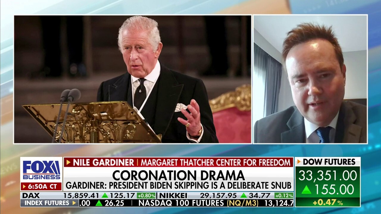 Margaret Thatcher Center for Freedom Director Nile Gardiner says the British public thinks Biden has an 'arrogant, sneering and condescending' tone, hence why he's not attending the royal coronation.