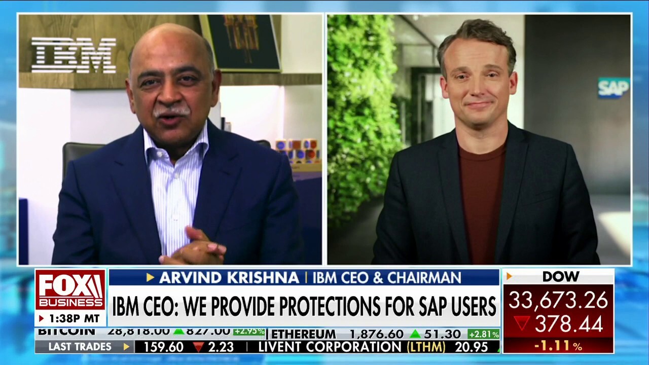 IBM CEO Arvind Krishna and SAP CEO Christian Klein join ‘The Claman Countdown’ in a FOX Business exclusive interview to discuss a new deal between the two companies and weigh in on fears surrounding AI developments.