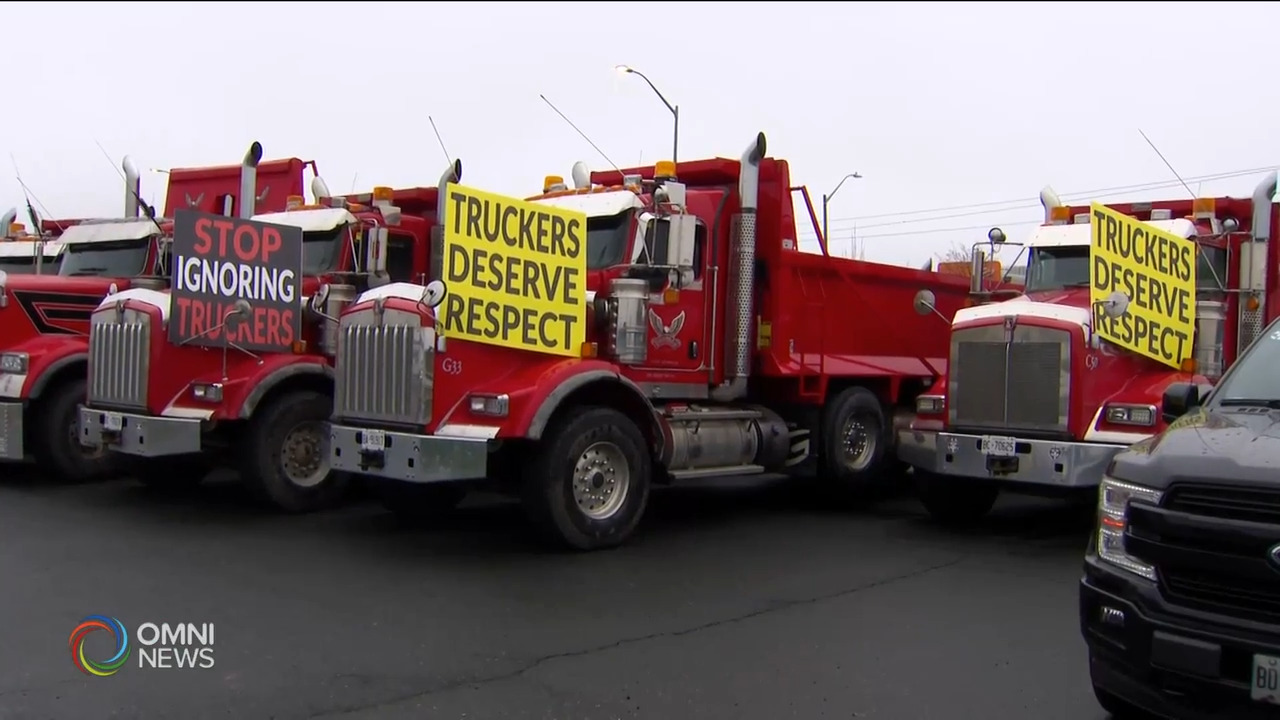 Dump truck drivers protest