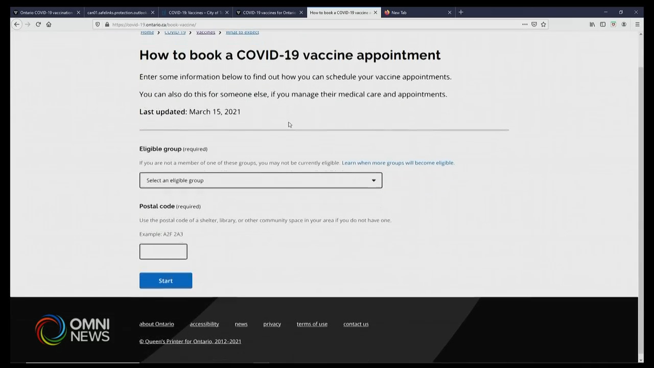 安省新冠疫苗预约网站周一启动－ Mar 15, 2021