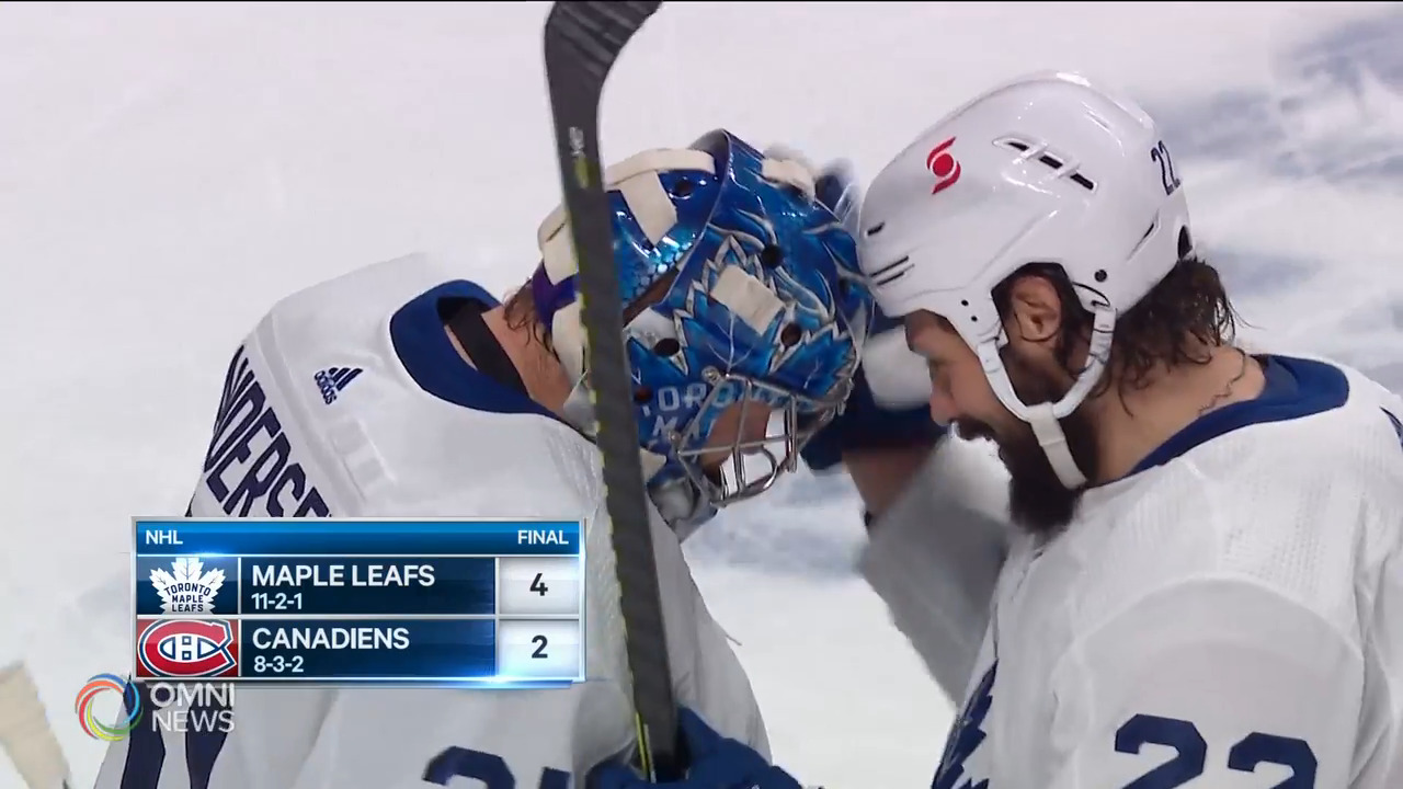多倫多楓葉擊敗滿地可加人隊 連勝5場 -- Feb 11, 2021 (ON)