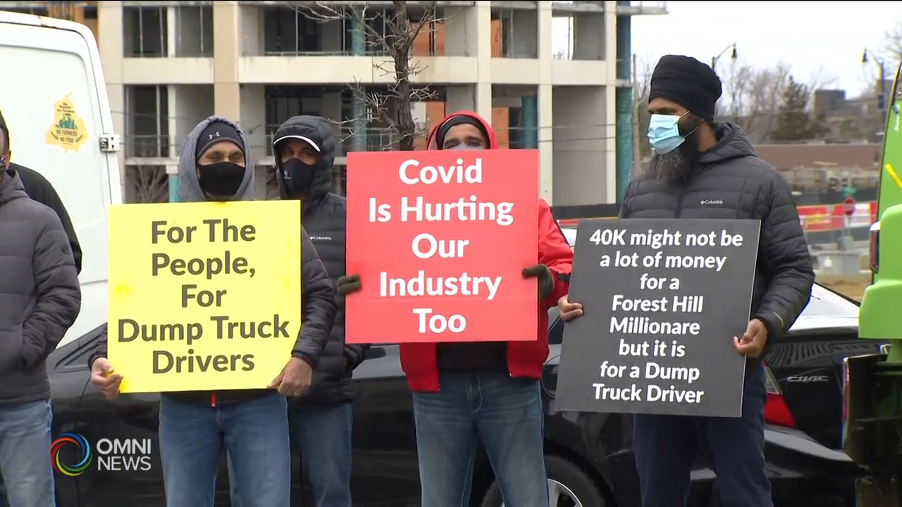 Dump truck drivers protest in Brampton