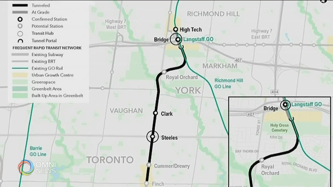 TTC地铁一号线延伸第4个车站地点公布－ Jul 16, 2021