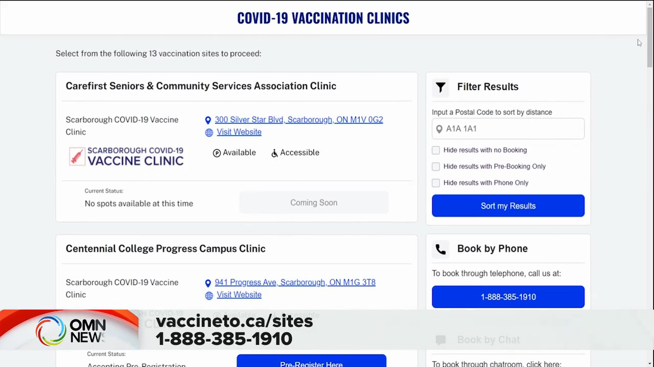 80歲多倫多市民 週五可預約接種疫苗 -- Mar 10, 2021 (ON)