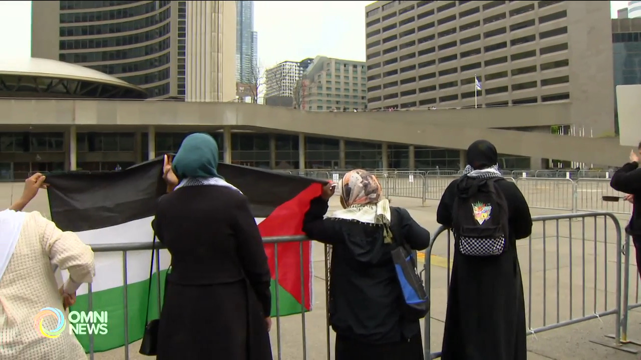 示威人士反對多市市府升起以色列國旗