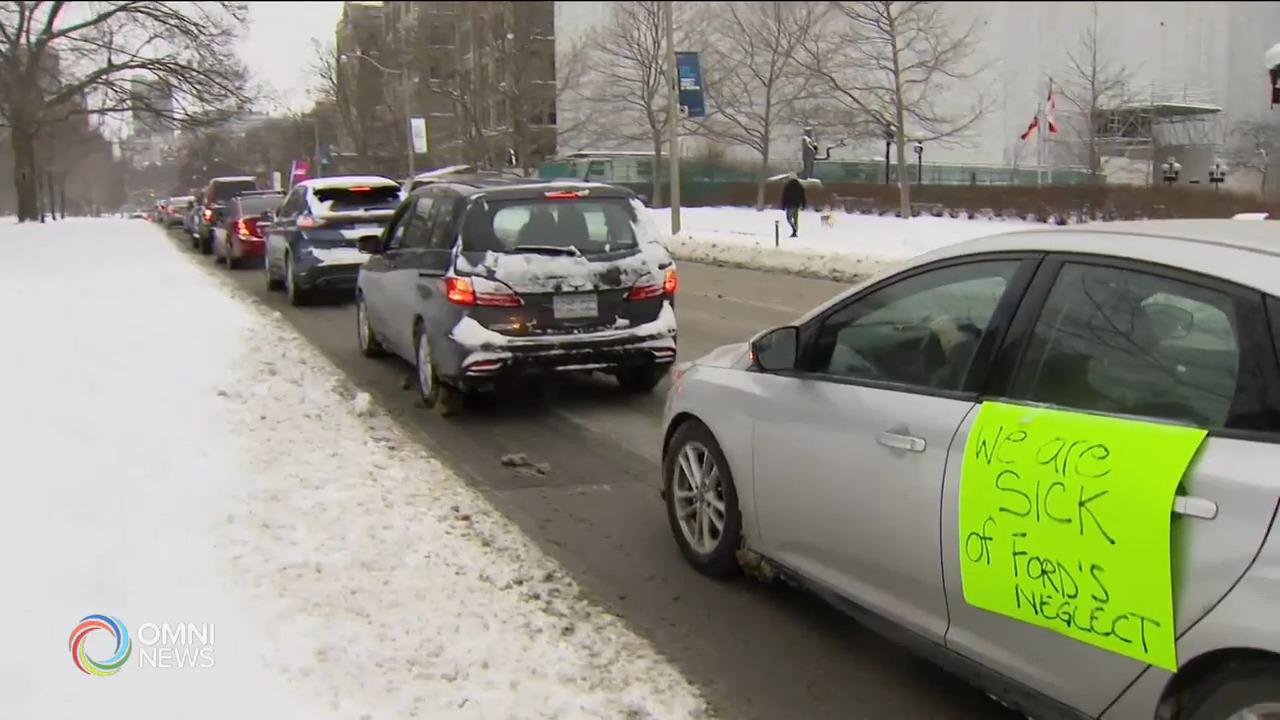 勞工團體示威車隊 爭取有薪病假 -- Feb 16, 2021 (ON)