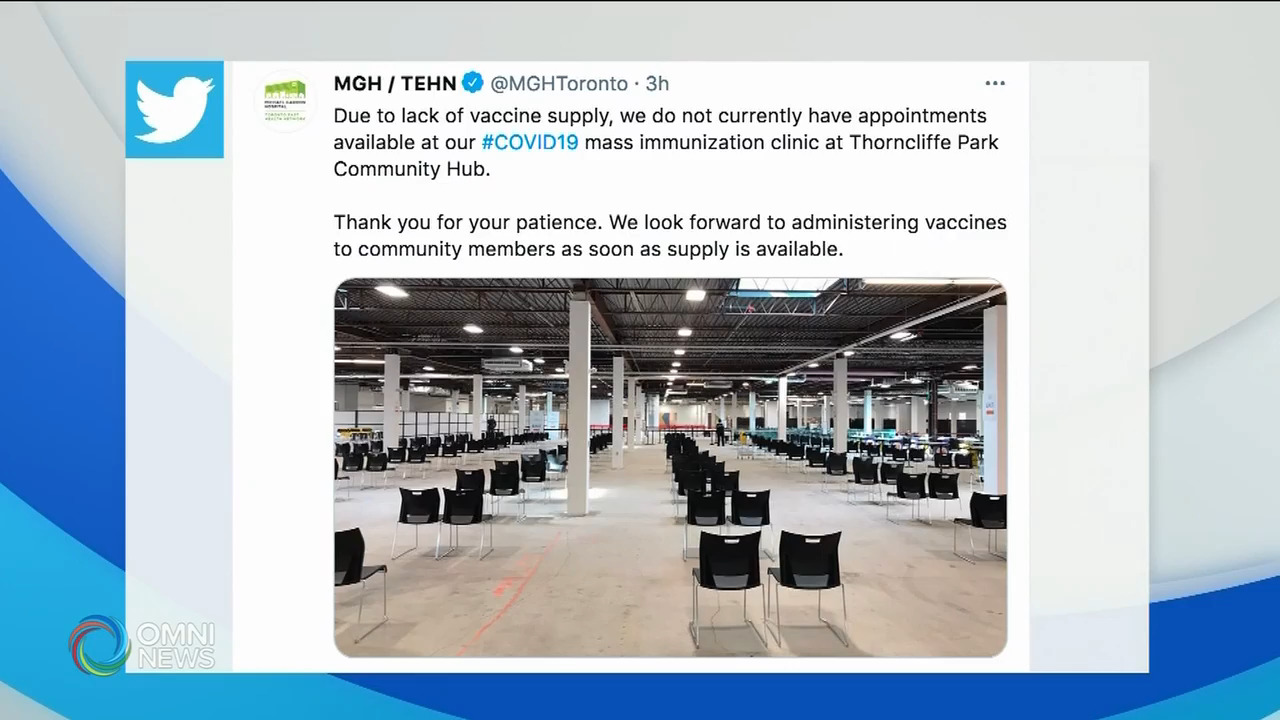 疫苗供應短缺 多個疫苗接種中心被迫關閉 -- Apr 14, 2021(ON)