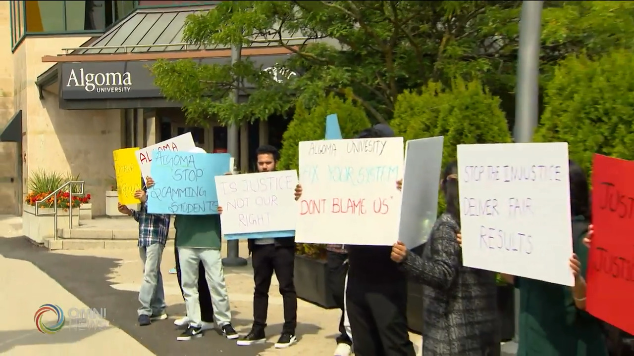 Algoma University students protest against professor