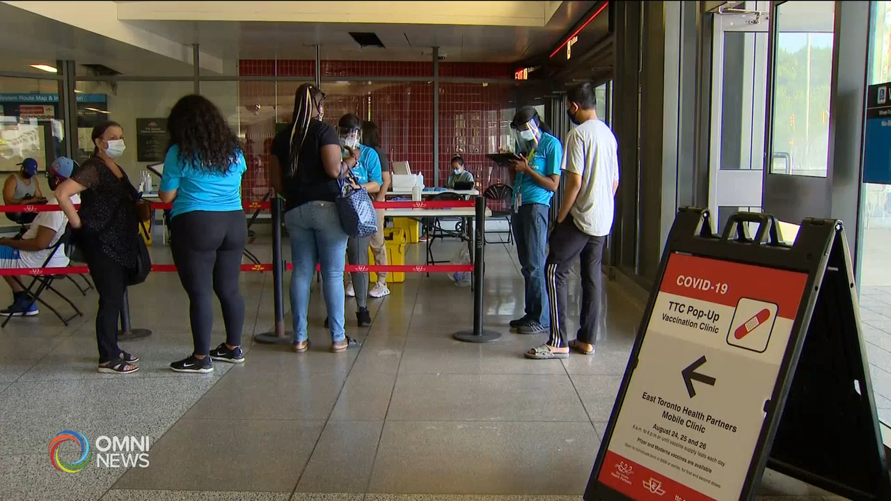 多伦多两地铁站可免預約打疫苗－ Aug 24, 2021 (ON)