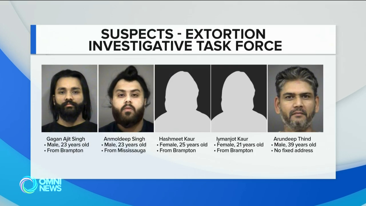 5 arrested in extortion cases in Brampton